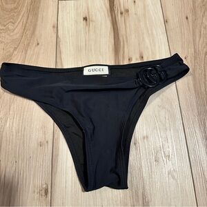 Black Bikini Bottom with Double G Accent